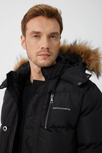 Thomas Kapüşonlu Şişme Mont Siyah - 4