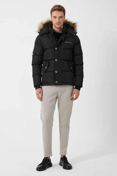 Thomas Kapüşonlu Şişme Mont Siyah - 3