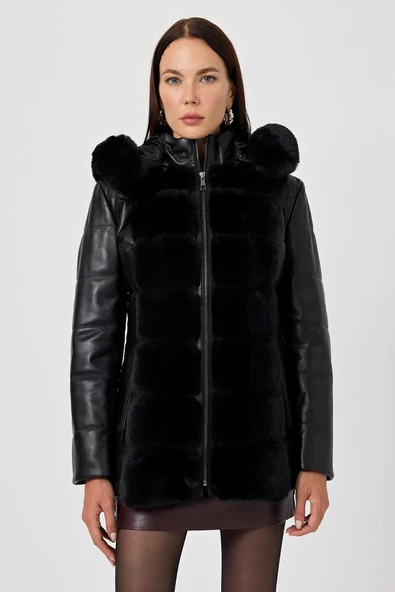 Maria Siyah Deri Mont