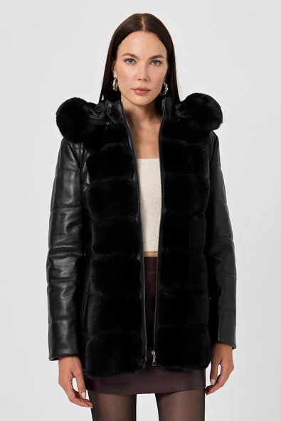 Maria Siyah Deri Mont - 2