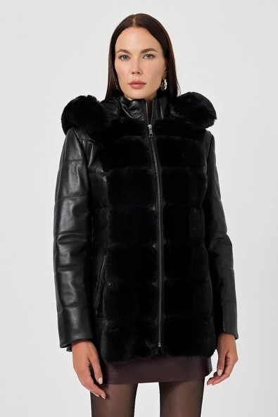 Maria Siyah Deri Mont - 6