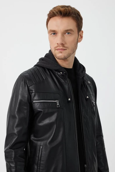 Manfredo Siyah Deri Mont - 6