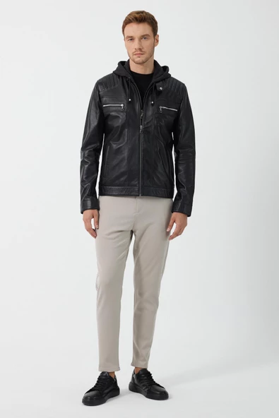 Manfredo Siyah Deri Mont - 3