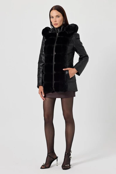 Maria Siyah Deri Mont - 3