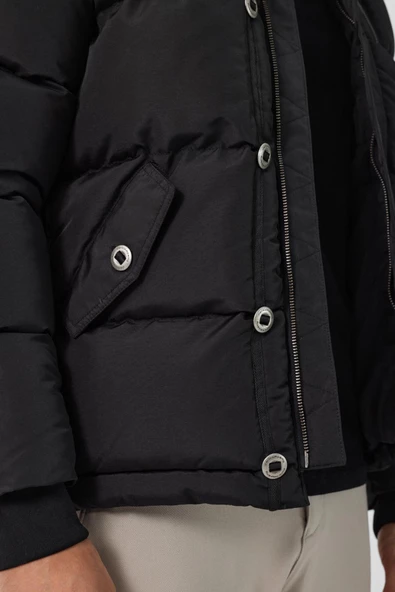 Thomas Kapüşonlu Şişme Mont Siyah - 6