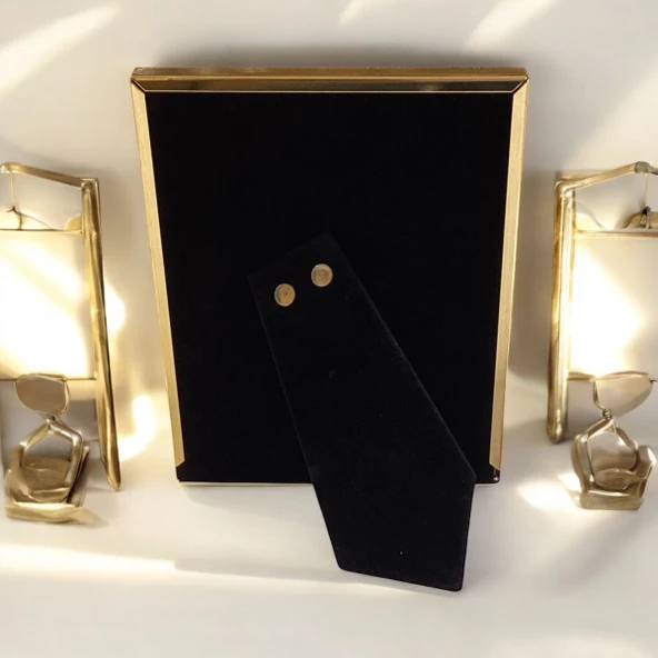 Modern Çizgili Metal Fotoğraf Çerçevesi Gold Renk 10x15 - 3