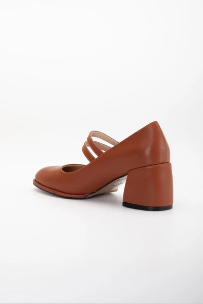 Büyük Numara İnce Bantlı İnce Platform Tabanlı Cilt Taba Kadın Kalın Topuklu Günlük Ayakkabı - Resim 5