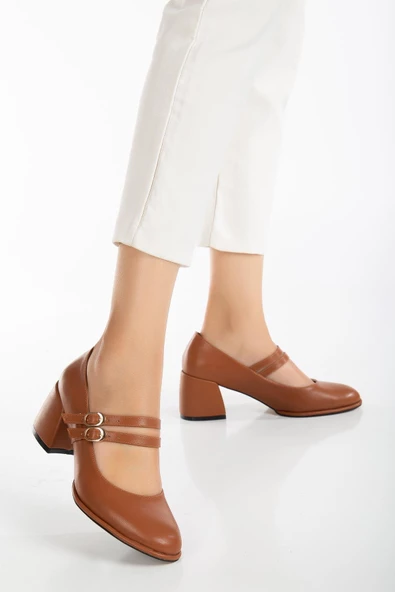 Büyük Numara İnce Bantlı İnce Platform Tabanlı Cilt Taba Kadın Kalın Topuklu Günlük Ayakkabı - Resim 2