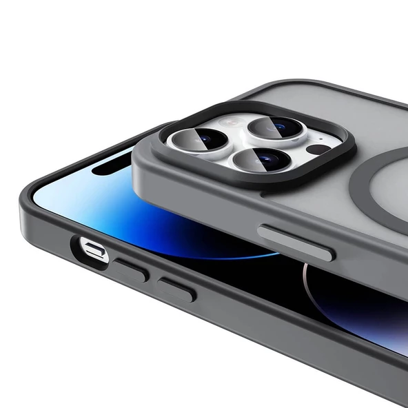Apple iPhone 14 Pro Kılıf Magsafe Şarj Özellikli Mat Arka Yüzey Redclick Sio Kapak - Resim 8