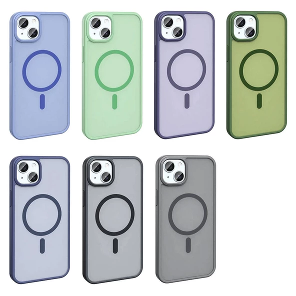 Apple iPhone 14 Kılıf Magsafe Şarj Özellikli Mat Arka Yüzey Redclick Sio Kapak - Resim 2