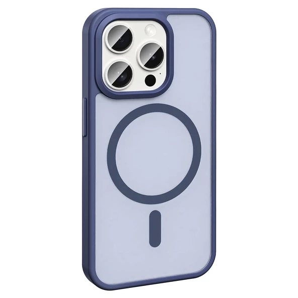 Apple iPhone 15 Pro Kılıf Magsafe Şarj Özellikli Mat Arka Yüzey Redclick Sio Kapak - Resim 6