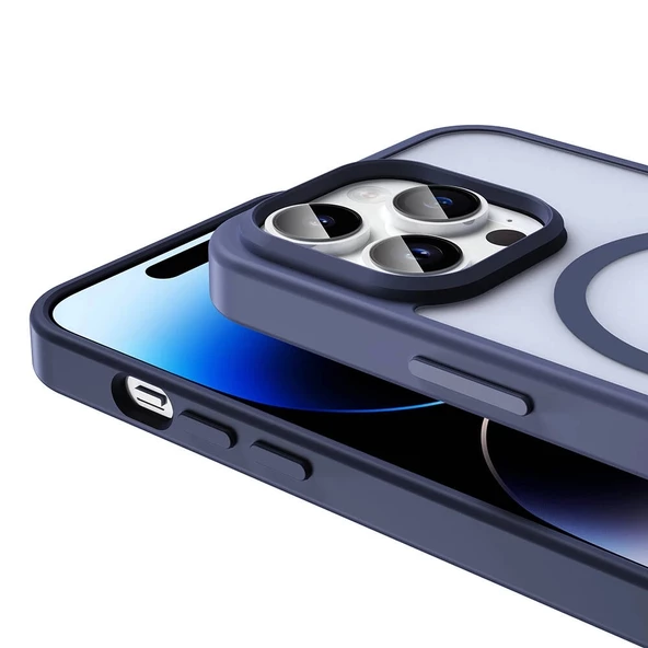 Apple iPhone 14 Pro Kılıf Magsafe Şarj Özellikli Mat Arka Yüzey Redclick Sio Kapak - Resim 7