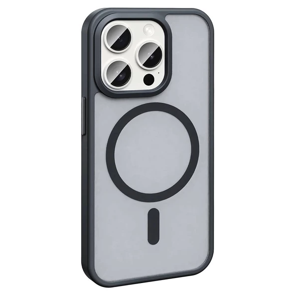 Apple iPhone 15 Pro Kılıf Magsafe Şarj Özellikli Mat Arka Yüzey Redclick Sio Kapak - Resim 7