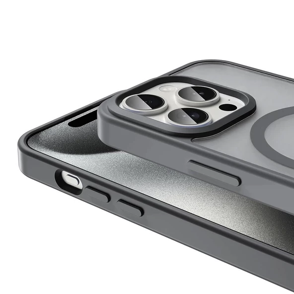 Apple iPhone 15 Pro Kılıf Magsafe Şarj Özellikli Mat Arka Yüzey Redclick Sio Kapak - Resim 3