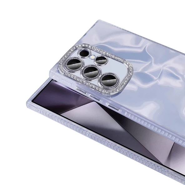 Galaxy S23 Ultra Kılıf Airbagli Parlak Taş Detay Tasarımlı Redclick Esila Kapak - Resim 5