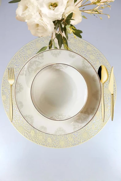 Digithome Acar 6’lı Amerikan Servisi Supla Yuvarlak Krem 38 Cm – ACR-281 C320.033 - 2