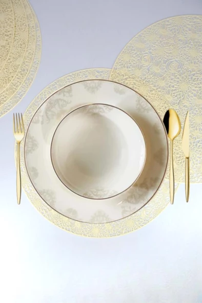 Digithome Acar 6’lı Amerikan Servisi Supla Yuvarlak Krem 38 Cm – ACR-281 C320.033 - 3