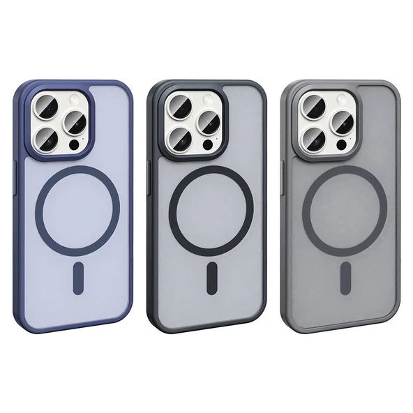 Apple iPhone 15 Pro Max Kılıf Magsafe Şarj Özellikli Mat Arka Yüzey Redclick Sio Kapak - Resim 8