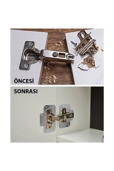 Menteşe Tamir Sacı Pratik Paslanmaz Dolap Tamir Onarım Kiti Kapak Menteşe Tamir Onarım Seti 2 Adet - 2