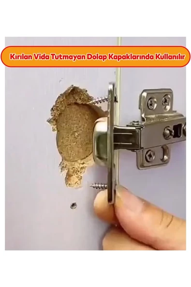 Menteşe Tamir Sacı Pratik Paslanmaz Dolap Tamir Onarım Kiti Kapak Menteşe Tamir Onarım Seti 2 Adet - 4