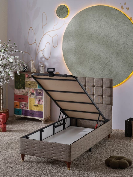 Beehanem 120X200 BENGÜ (BAZA+BAŞLIK+YATAK) 3LÜ SET - 3