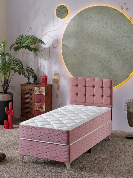 Beehanem Bengü 90x190 Tek Kişilik (Baza+Başlık+Yatak) 3 Lü Set (Jeryy Antrasit) - 5