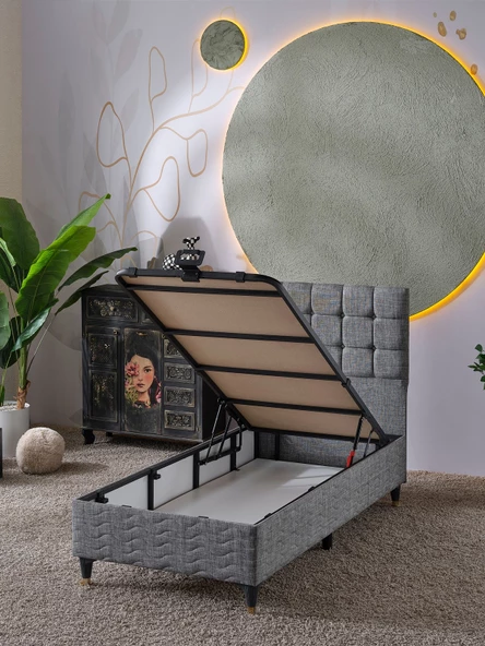 Beehanem 120x200 Bengü (Baza+Başlık+Yatak) 3 Lü Set - 3