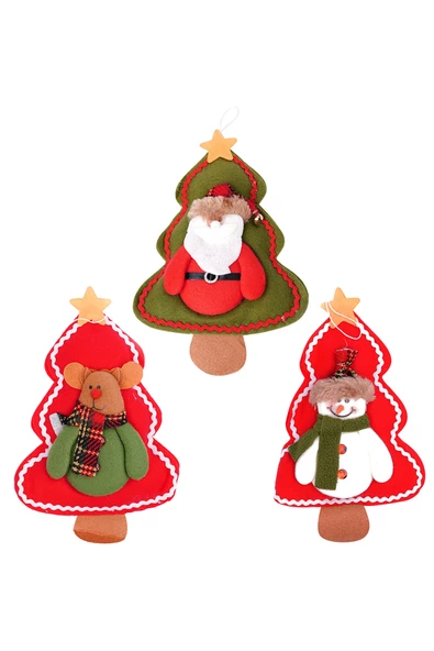 Yılbaşı Çam Ağaçlı Noel Baba - Kardan Adam - Geyik Süs Seti - 2