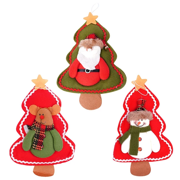 Yılbaşı Çam Ağaçlı Noel Baba - Kardan Adam - Geyik Süs Seti - 1