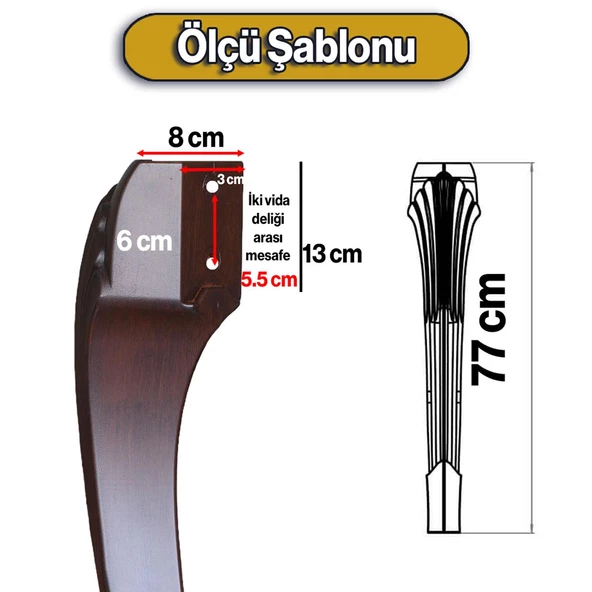 Sütun Masa Dresuar Ayağı 77 cm Plastik Ayak Ahşap Desenli Mutfak Yemek Masası Mobilya Ayakları - 6