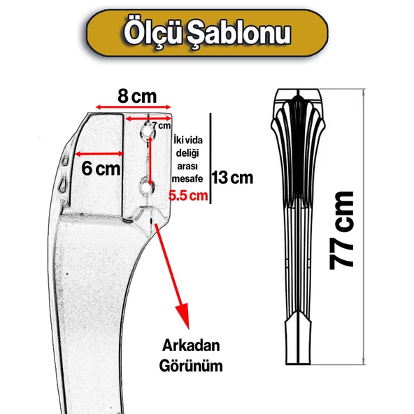 Sütun Masa Dresuar Ayağı 77 cm Plastik Ayak Gold Altın Mutfak Yemek Masası Mobilya Ayakları - 6