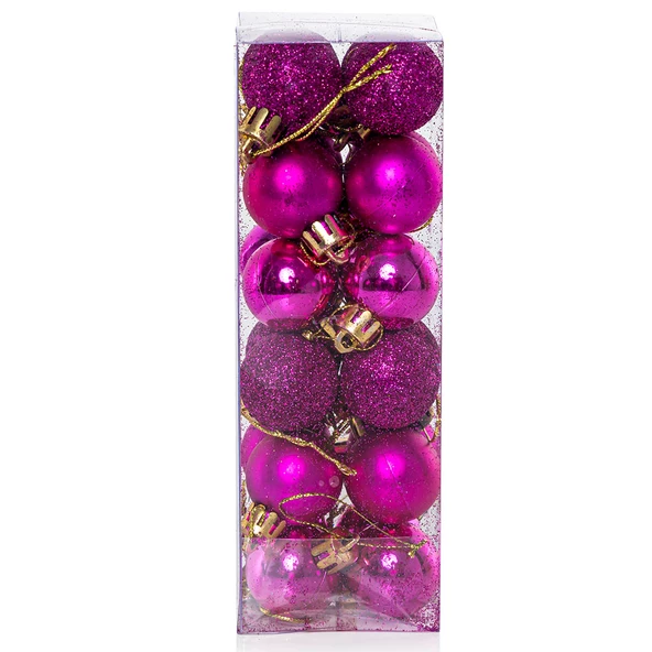 Yılbaşı Çam Ağacı Süsü Fuşya Top 3 cm 24'lü ürün görseli