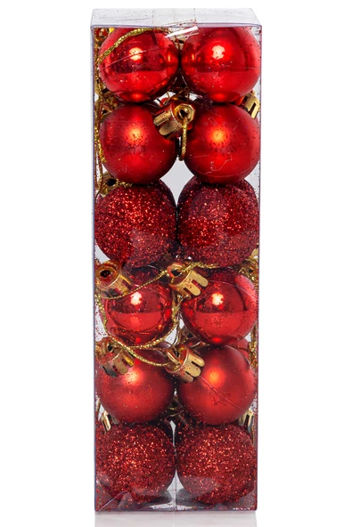 Yılbaşı Çam Ağacı Süsü Kırmızı Top 3 cm 24'lü - 2