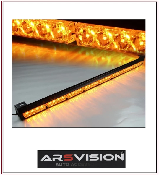 ARSVİSİON Tepe Led Bar Çakarlı Off Road 12-24v 68cm Sarı-sarı Metal Gövde