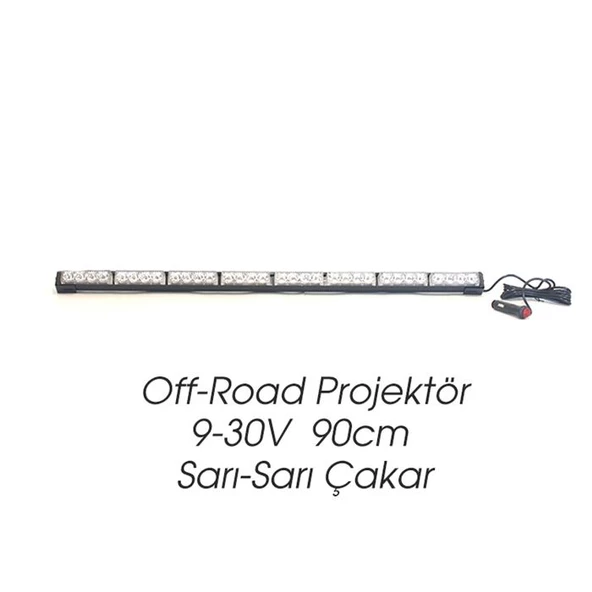 ARSVİSİON Traktör Kepçe Iş Makinesi Çakar Lamba Sarı + Sarı 14 Modlü 32 Ledli 90cm - 2