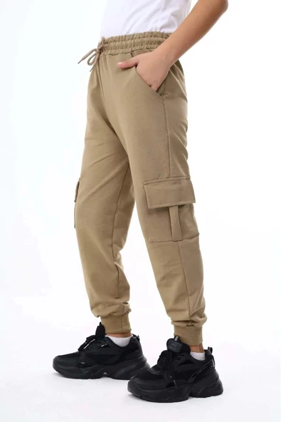 ERKEK KARGO CEPLİ BEJ OKUL EŞOFMAN ALTI