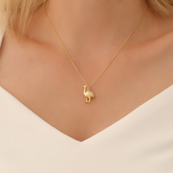 925 Ayar Gümüş Deve Kuşu Kolye ürün görseli 1