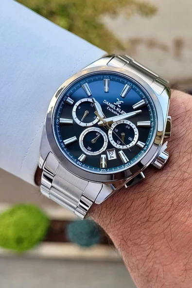 Daniel Klein DKISTE1270 Kadranı Lacivert Kordonu Gümüş Renk İç Göstergeleri Aktif Hediye Paketli Erkek Kol Saati - 3