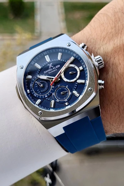 Daniel Klein DKISTE1274 Kasası Gümüş Kordonu Lacivert Renk İç Göstergeleri Aktif Hediye Paketli Erkek Kol Saati ürün görseli 1