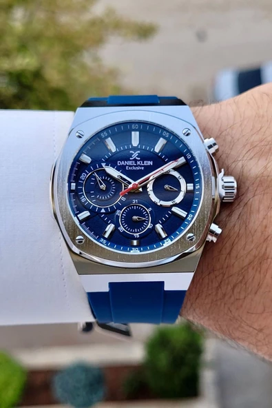 Daniel Klein DKISTE1274 Kasası Gümüş Kordonu Lacivert Renk İç Göstergeleri Aktif Hediye Paketli Erkek Kol Saati - Resim 2