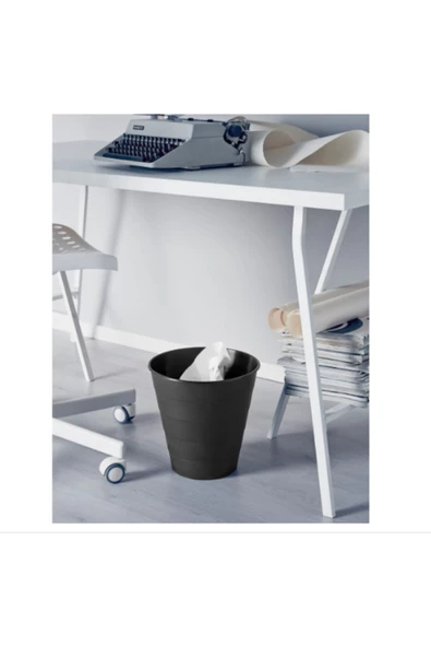 IKEA Fnıss 10 Lt 28 Cm Çöp Kutusu Ev Ofis Kovası Siyah