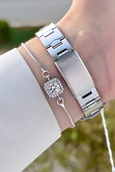 Casio CSISTE90 Kadranı Pudra Kordonu Gümüş Renk Hediye Paketli Kadın Kol Saati - Resim 5