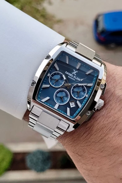 Daniel Klein DKISTE1293 Kadranı Lacivert Kordonu Gümüş Renk İç Göstergeleri Aktif Hediye Paketli Erkek Kol Saati - Resim 3