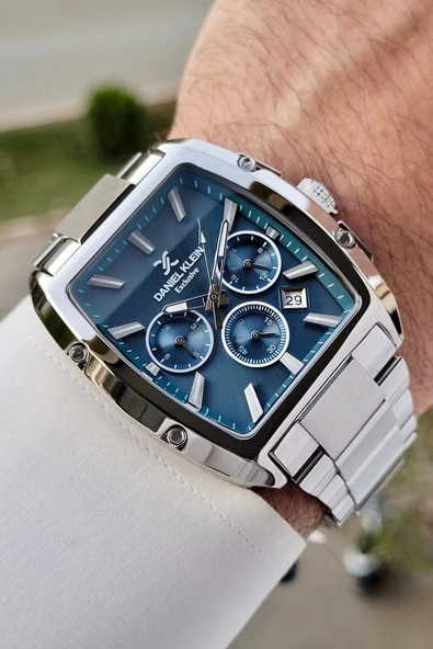 Daniel Klein DKISTE1293 Kadranı Lacivert Kordonu Gümüş Renk İç Göstergeleri Aktif Hediye Paketli Erkek Kol Saati - Resim 4