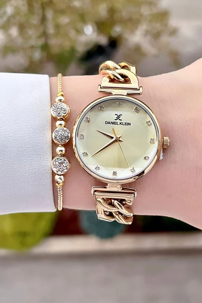 Daniel Klein DKISTE1338 Kadranı ve Kordonu Gold Renk Hediye Paketli Kadın Kol Saati ve Bileklik - 3