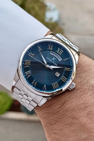 Daniel Klein DKISTE1308 Kadranı Lacivert Kordonu Gümüş Renk Takvim ve Gün Fonksiyonlu Hediye Paketli Erkek Kol Saati - Resim 3