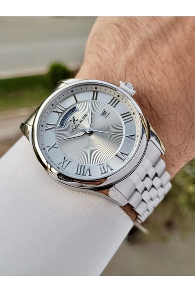Daniel Klein DKISTE1307 Gümüş Renk Takvim ve Gün Fonksiyonlu Hediye Paketli Erkek Kol Saati - Resim 4