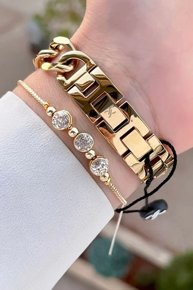 Daniel Klein DKISTE1340 Kadranı Yeşil Kordonu Gold Renk Hediye Paketli Kadın Kol Saati ve Bileklik - 5