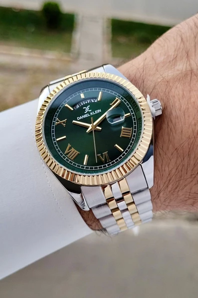 Daniel Klein DKISTE1289 Kadranı Yeşil Kordonu Gold Gümüş Renk Hediye Paketli Erkek Kol Saati ürün görseli 1