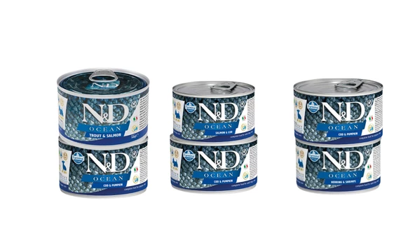 N&D Ocean Balıklı Tahılsız Karışık Çeşit 6 Adet Köpek Konservesi 6X140Gr.